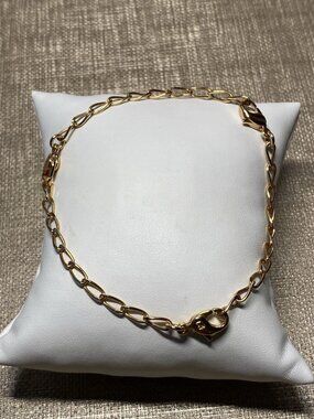 Vintage Swarovski Gold Tone Swan Logo Infinity Link Bracelet 8.5”